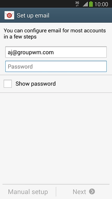 Press Password and key in the password for your email account.