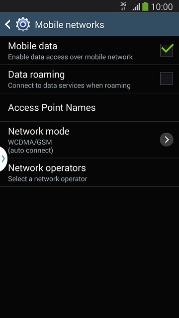 Press Data roaming to turn the function on or off.