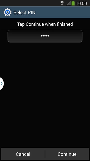 Key in the required phone lock code and press Continue.