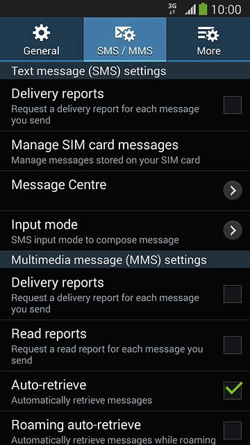 Press Message Centre.