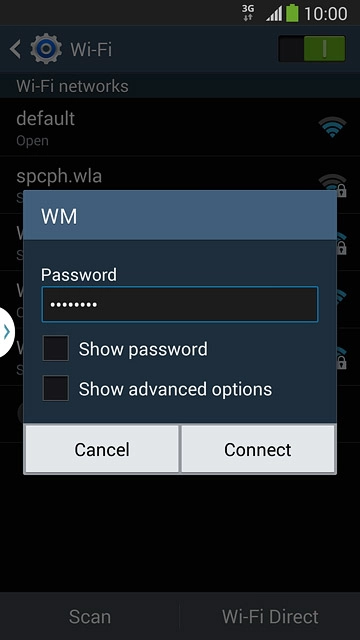 Follow the instructions on the display to select security settings, if required.Press Connect.