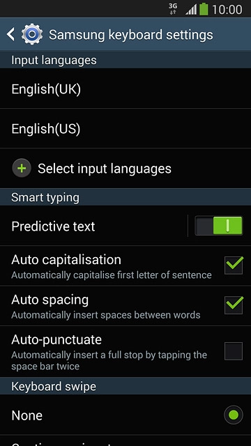 Press Predictive text.