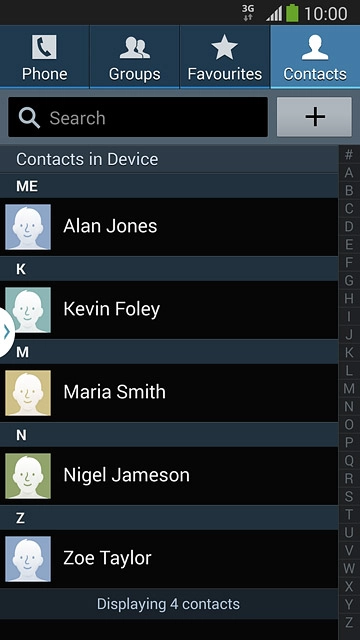 Press the Contacts tab.