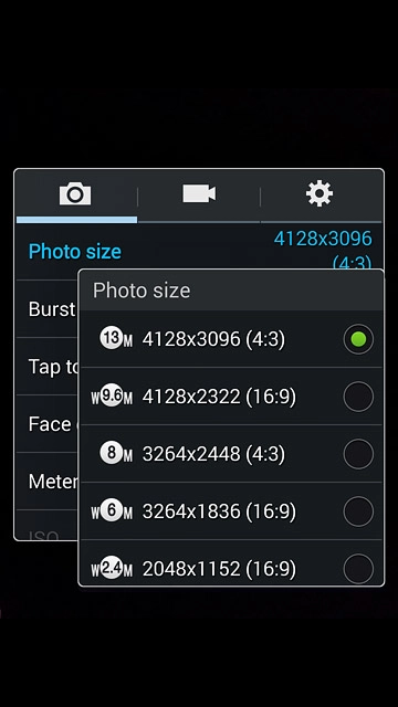 Press the required resolution.