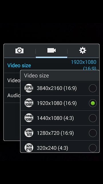 Press the required resolution.