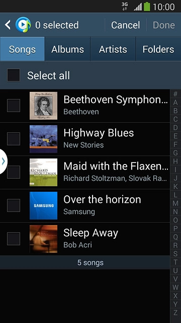 Press the required audio files to select them.