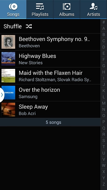 Press the required audio file.