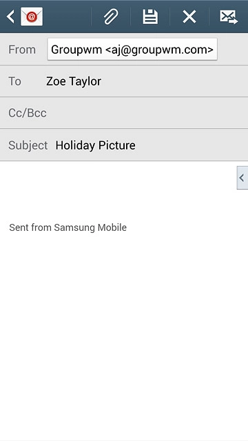 Press the text input field.Write the text for your email message.