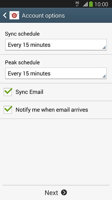 Press Notify me when email arrives to turn the function on or off.