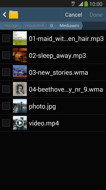 Press the box next to the required file to select the file.
