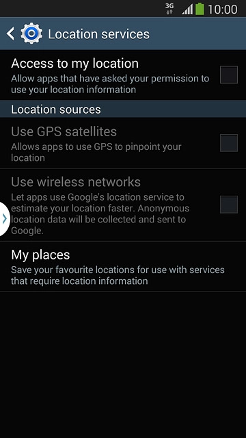 Press Access to my location to turn the function on or off.