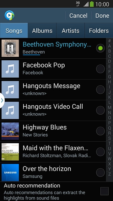 Once you've found a ring tone you like, press Done.