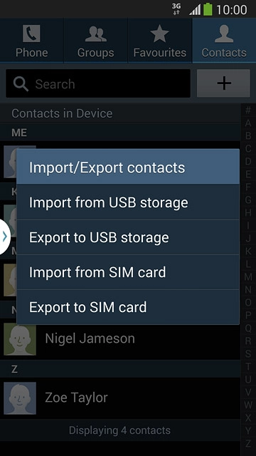 Press Import from SIM card.