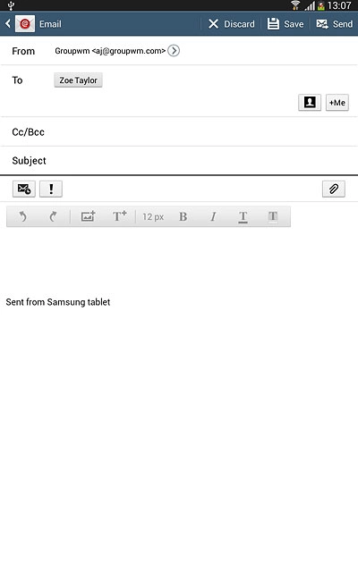 Press Subject.Key in a subject for the email message.