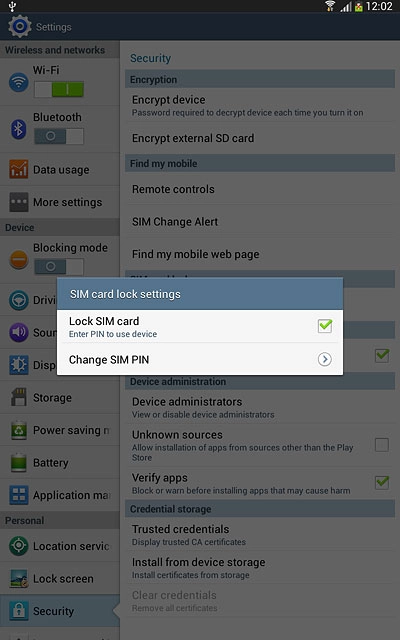 Press Lock SIM card to turn the function on or off.