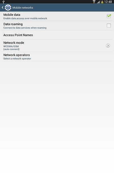 Press Data roaming to turn the function on or off.