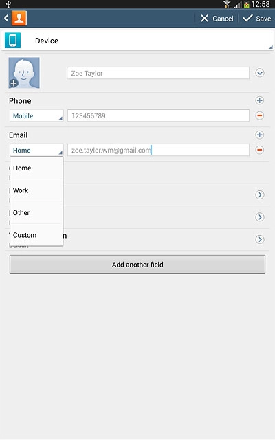 Press the required email type.