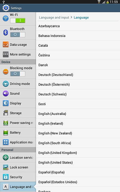 Press the required language.