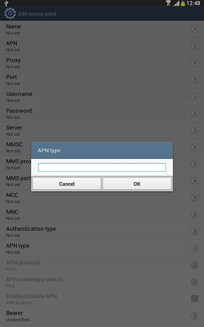 Key in default and press OK.