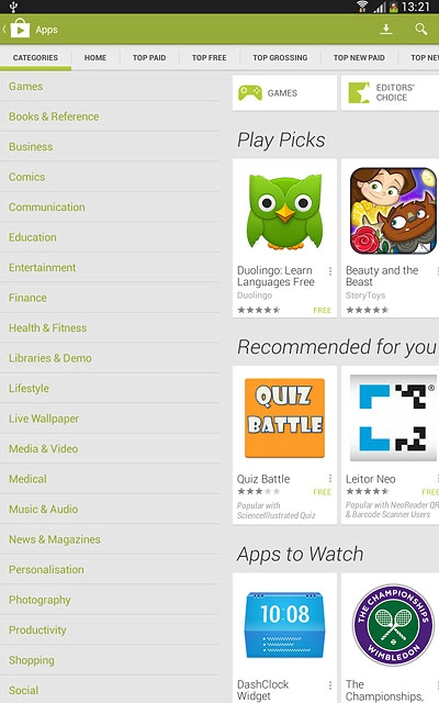 Press CATEGORIES.Go to the required category.