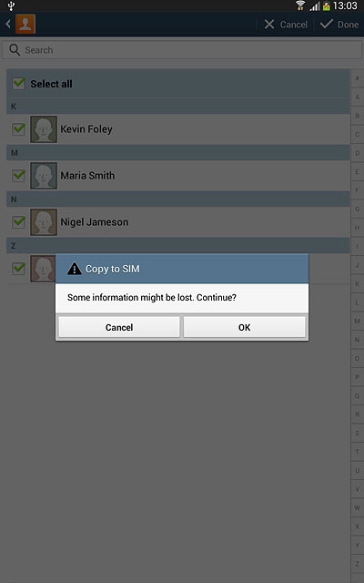Press OK to confirm.