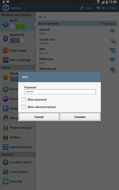 Follow the instructions on the display to select security settings, if required.Press Connect.