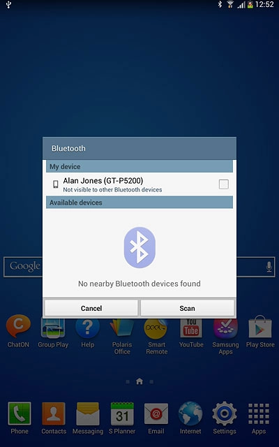 Make sure the other device is turned on and is ready to connect via Bluetooth.Press Scan.