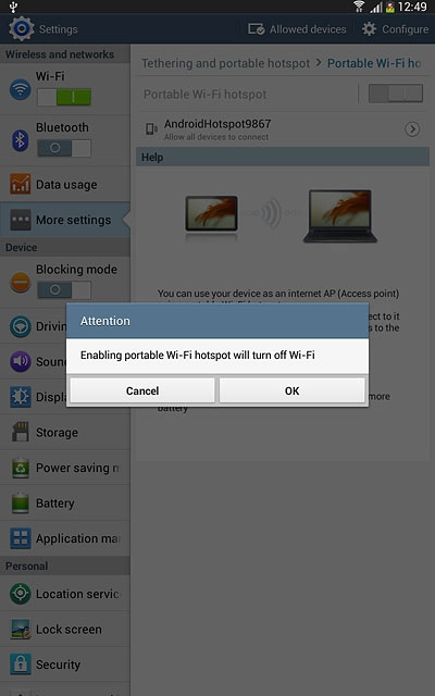 If Wi-Fi is turned on:Press OK to confirm.