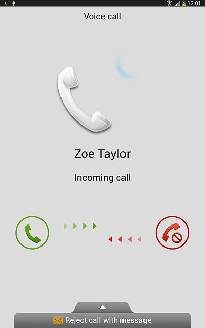 Press and drag the accept call icon right.
