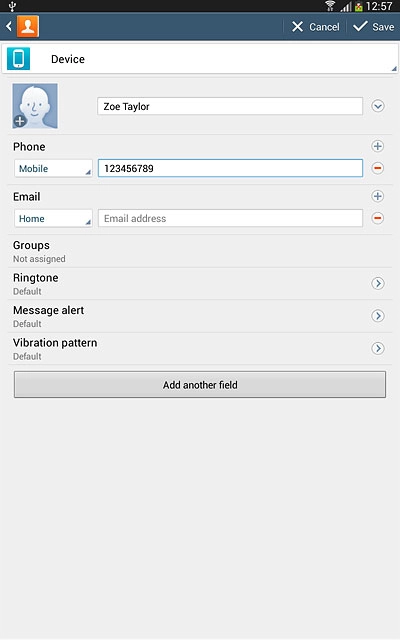 Press the field next to the phone number.