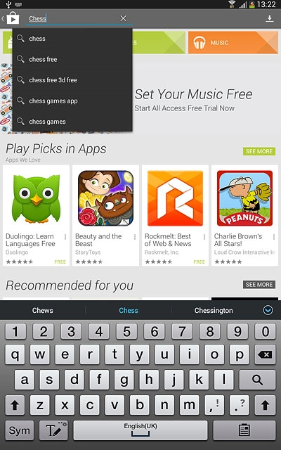 Key in the name of the required app and press the search icon.