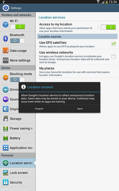 If you turn on network-based GPS::Press Agree.