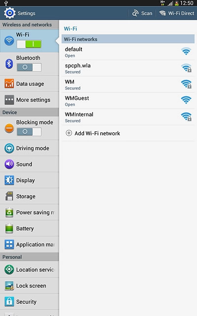 A list of Wi-Fi networks within range is displayed.Press the required Wi-Fi network.