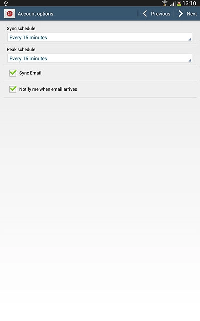 Press Notify me when email arrives to turn the function on or off.