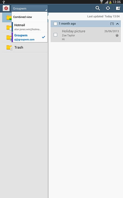 Press the required email account.