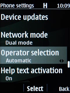 Scroll to Operator selection and press the Navigation key.