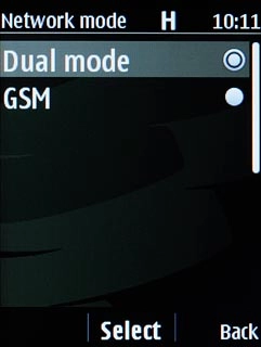 Highlight Dual mode or GSM and press the Navigation key.