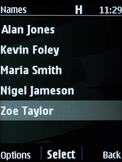 Highlight the required contact and press the Navigation key.