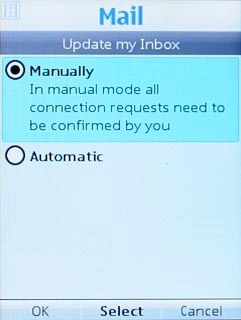Highlight Manually or Automatic and press the Navigation key.