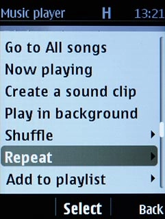 Scroll to Repeat and press the Navigation key.