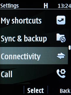 Scroll to Connectivity and press the Navigation key.