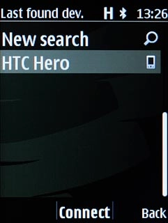 Highlight the required Bluetooth device and press the Navigation key.The file is sent.