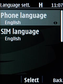 Scroll to Phone language and press the Navigation key.