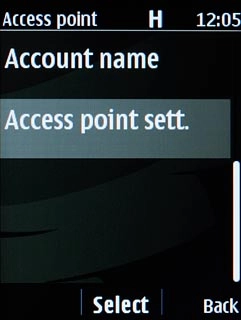 Scroll to Access point sett. and press the Navigation key.