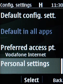 Scroll to Personal settings and press the Navigation key.