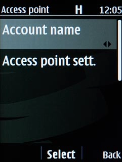 Scroll to Account name and press the Navigation key.