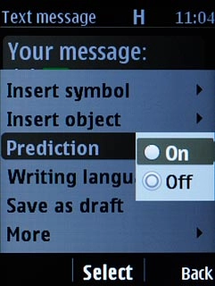 Scroll to On and press the Navigation key.