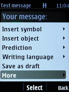 Scroll to More and press the Navigation key.