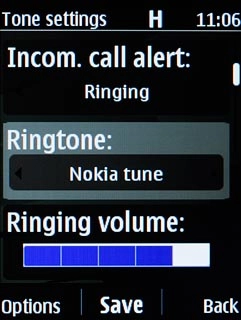 Scroll to Ringtone and press Navigation key right to select Open Files.