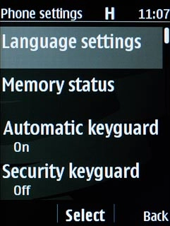 Scroll to Language settings and press the Navigation key.